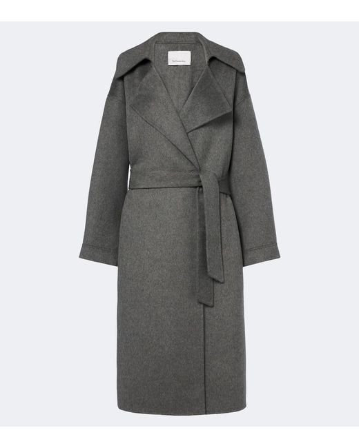 Frankie Shop Gray Issen Wool-Blend Wrap Coat