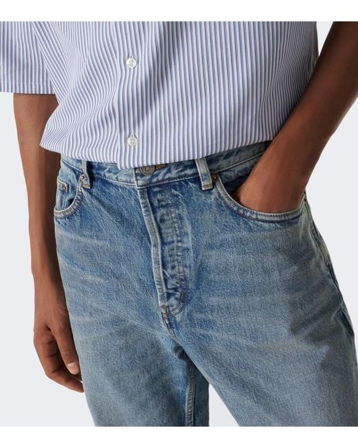 Saint Laurent Blue Faded Wide-Leg Jeans for men