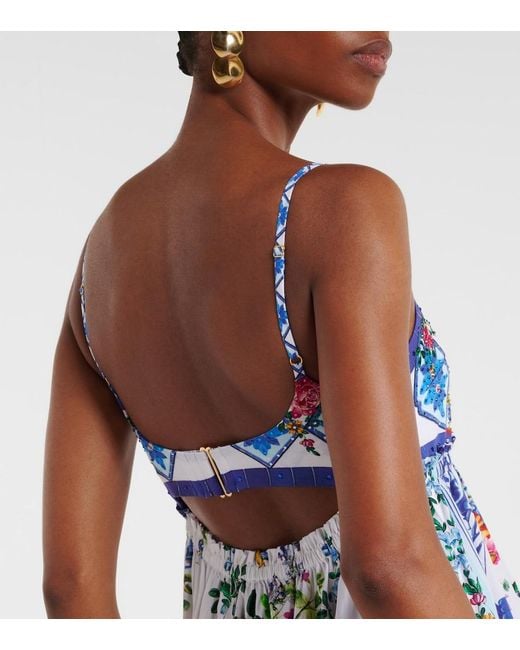 Camilla Blue Floral Cotton Maxi Dress