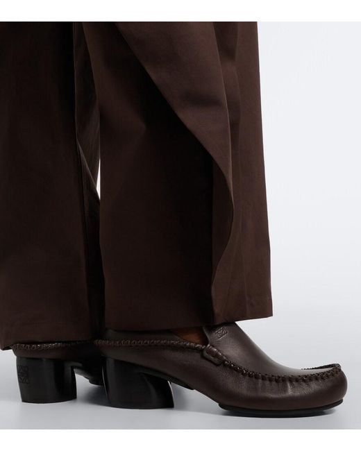 Loewe Brown Oval Leather Loafer Pumps