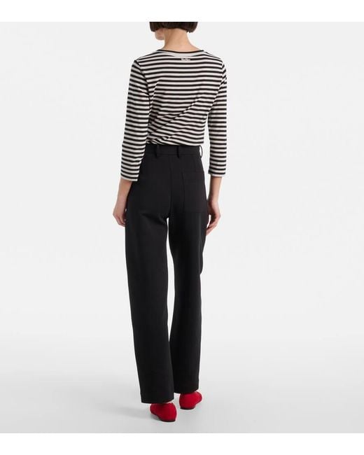 Max Mara Blue Grana Cotton-Blend Wide-Leg Pants