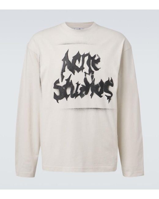 Acne Gray Logo Cotton-Blend Jersey T-Shirt for men