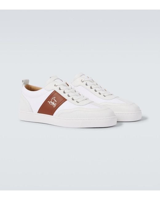 Christian Louboutin White Retero Leather-Trimmed Canvas Sneakers for men