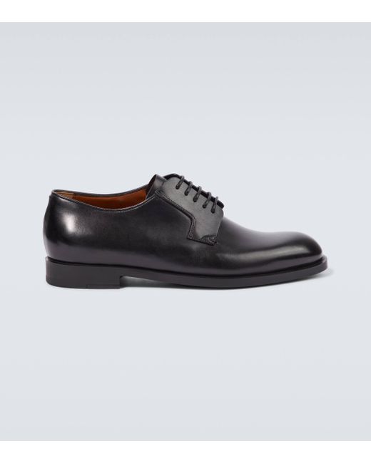 Zegna Black New Classic Flex Leather Derby Shoes for men