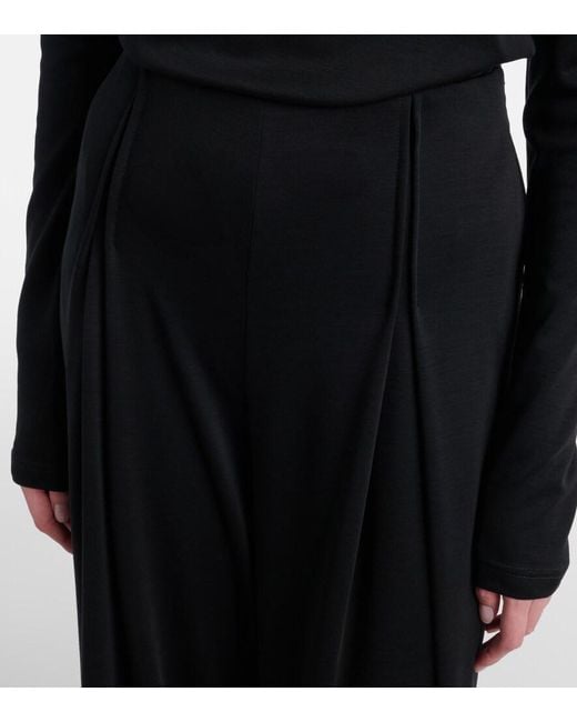 Max Mara Black Cocco Virgin Wool Jersey Wide-Leg Pants