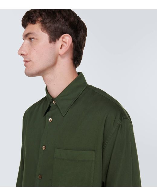 Lemaire Green Cotton-satin Blend Shirt for men