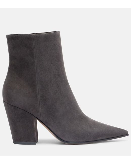 Gianvito Rossi Black Keinna 85 Suede Ankle Boots