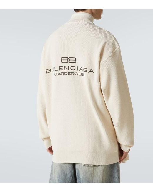 Balenciaga Natural Logo Cotton-Blend Zip-Up Cardigan for men