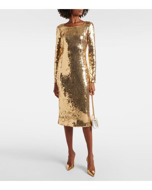 Dolce & Gabbana Metallic Sequined Midi Dress