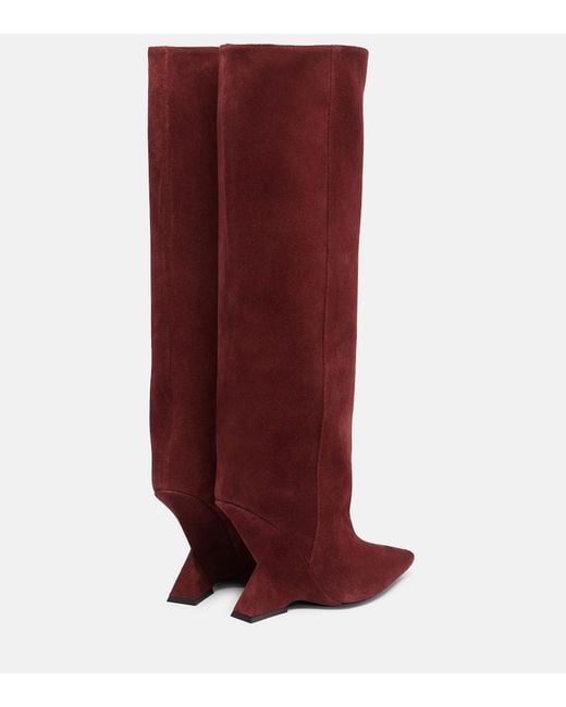 The Attico Red Cheope 105 Suede Knee-High Boots