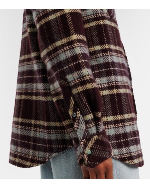 God's True Cashmere Black Plaid Cashmere Shirt With Emeralds