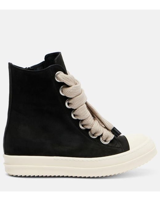 Rick Owens Black Jumbolace Geobasket Leather Sneakers