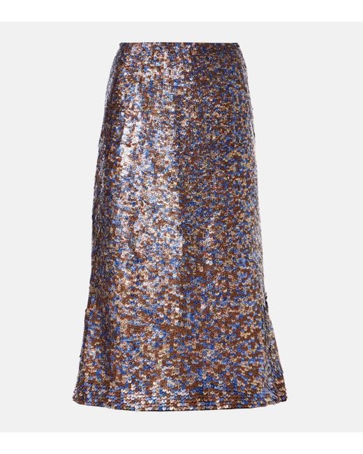 Dries Van Noten Multicolor Sequined Wool-Blend Midi Skirt