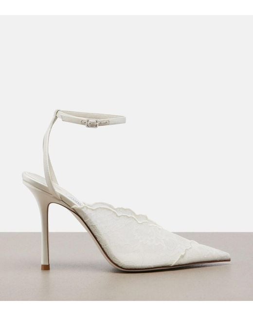 Jimmy Choo White Bridal Faiz Lace And Leather Pumps