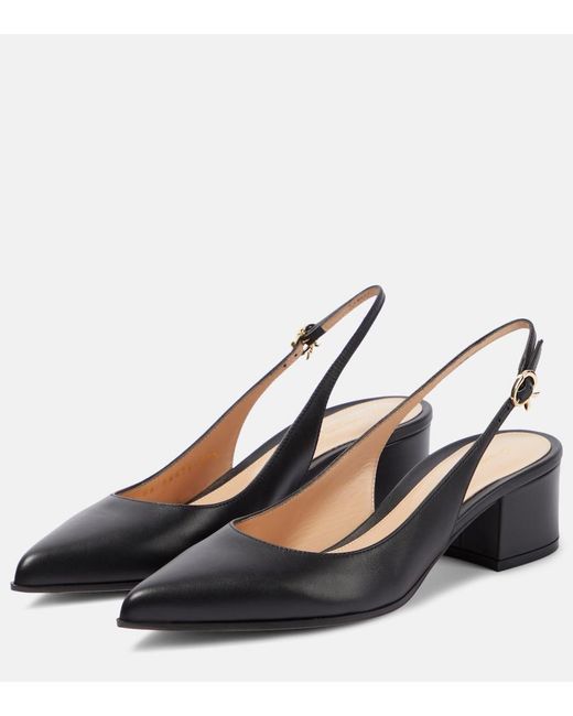 Gianvito Rossi Blue Piper Leather Slingback Pumps