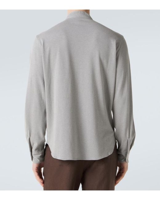 STÒFFA Gray Cotton And Silk Henley Shirt for men