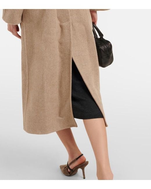 Brunello Cucinelli Natural Wool And Cashmere Overcoat