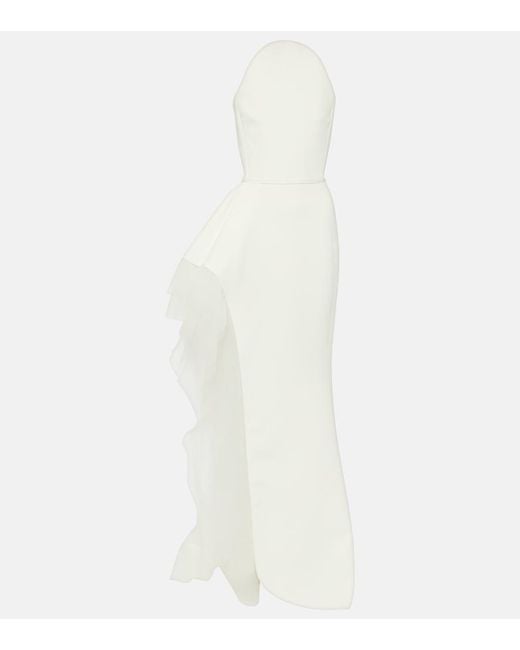 Maticevski White Bridal Epitome Tulle-Trimmed Crepe Gown