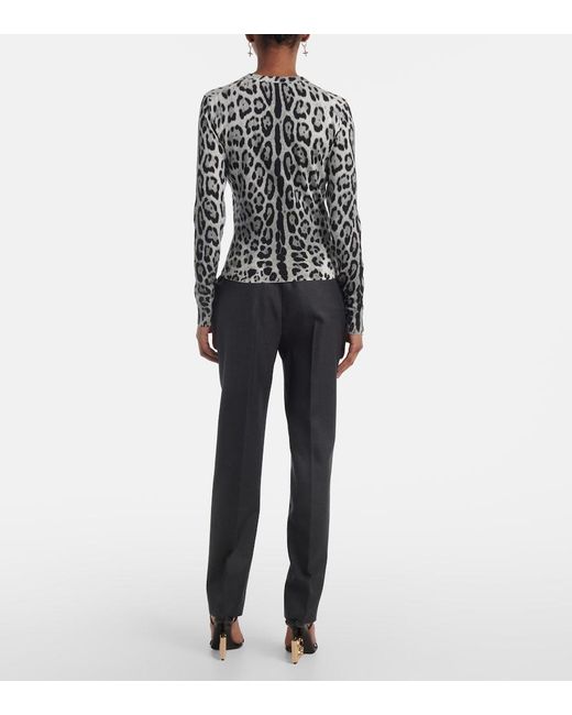 Dolce & Gabbana Black Animal-Print Silk Sweater