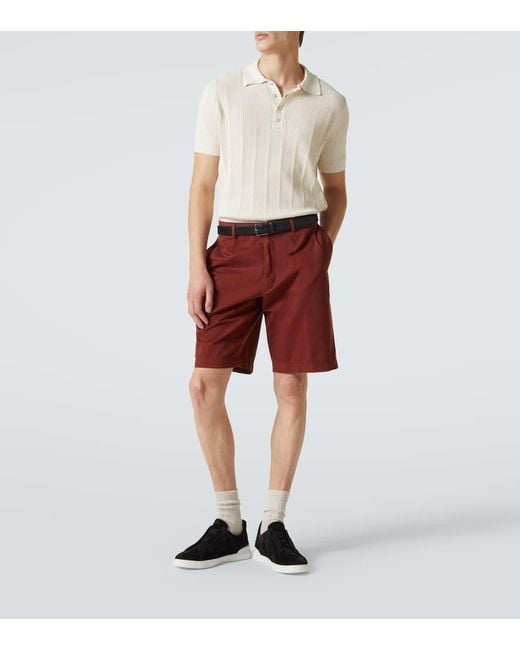Zegna Brown Triple Stitch Suede Sneakers for men
