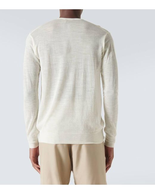 Auralee White Wool And Silk Henley Shirt for men