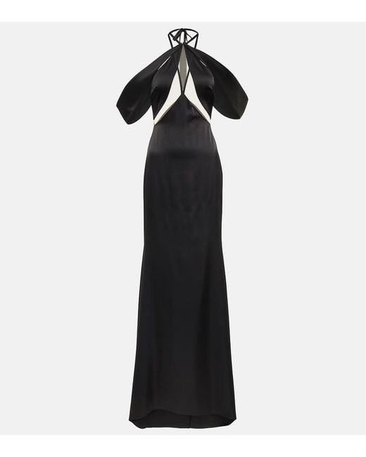 David Koma Black Off-Shoulder Tulle Gown