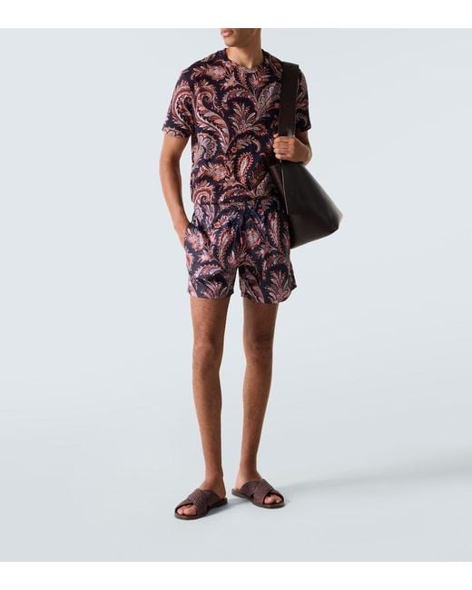 Etro Pink Paisley Cotton Jersey T-Shirt for men