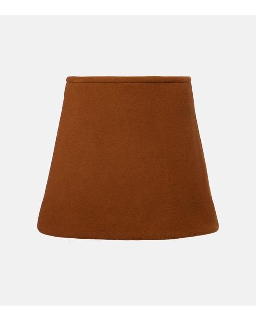 Patou Brown Wool-Blend Miniskirt