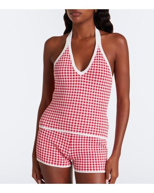Posse Red Micah Gingham Halterneck Top