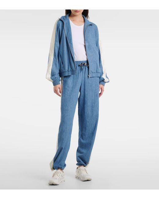 The Upside Blue Oracle Elias Hemp And Cotton Chambray Track Jacket