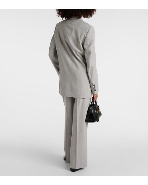 AMI Gray Double-Breasted Wool Blazer