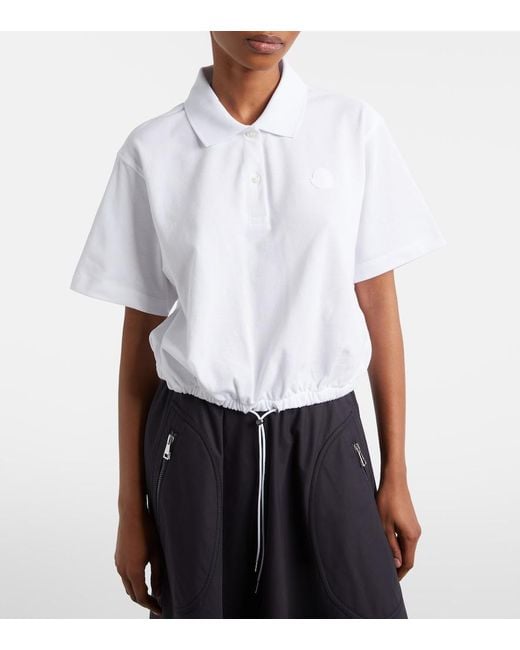 Moncler White Cotton Pique Polo Shirt