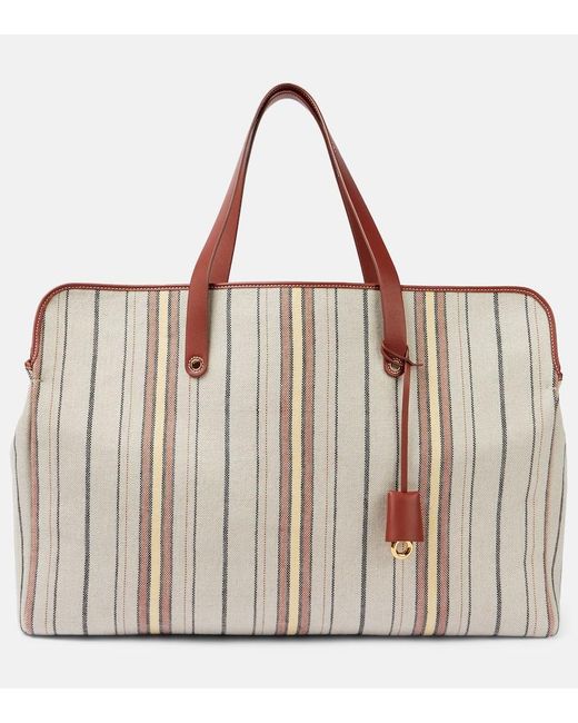 Loro Piana Brown Tote Bag Laguna Mit Leder