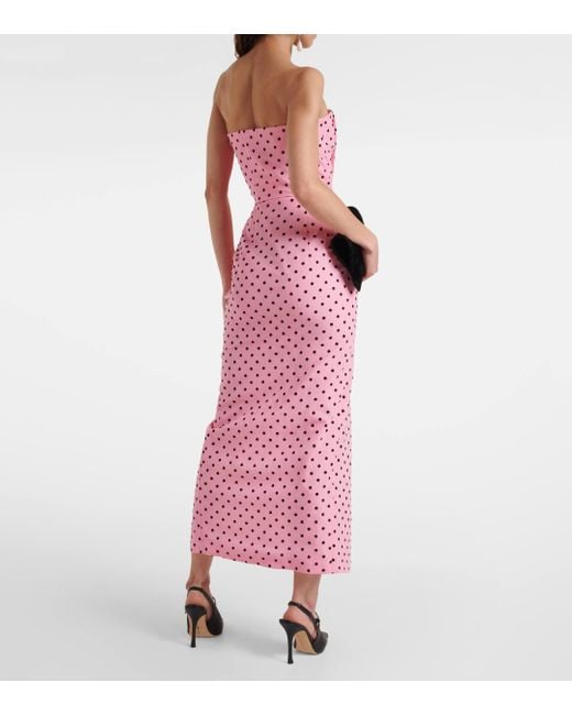 Robe longue en soie a pois Alessandra Rich en coloris Pink