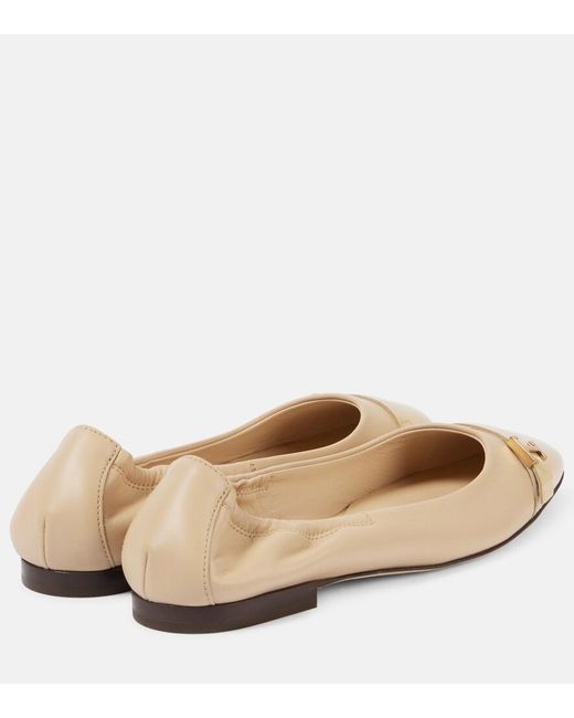 Tod's Natural Leather Ballet Flats