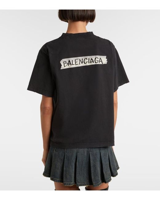 Camiseta De Jersey De Algodon Con Logo Balenciaga de color Black