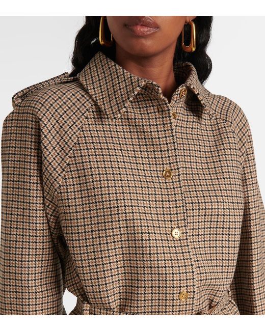 Patou Natural Houndstooth Flannel Shirt Dress