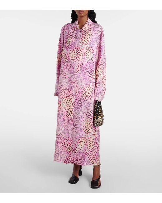 Dries Van Noten Pink Printed Jacquard Coat