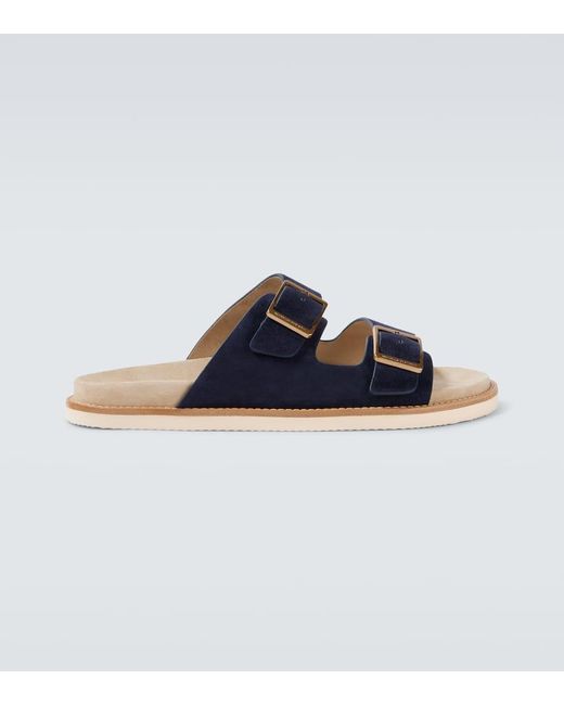Brunello Cucinelli Blue Suede Sandals for men