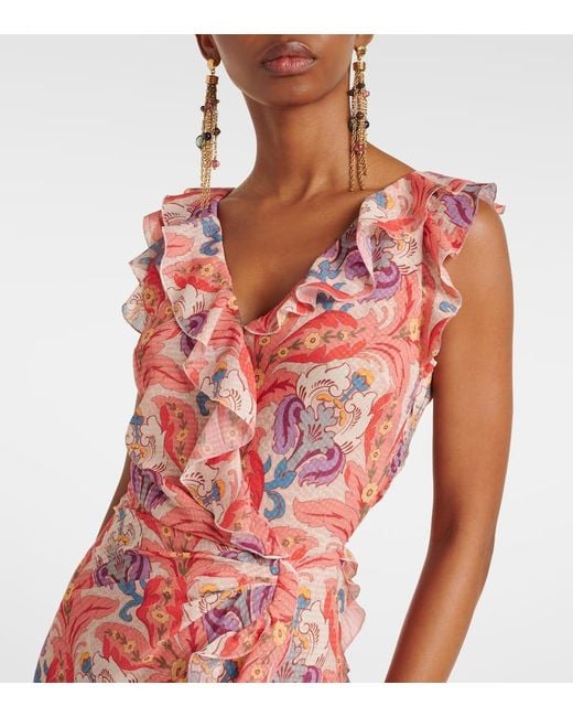 Abito Lungo Con Stampa Paisley di Etro in Red