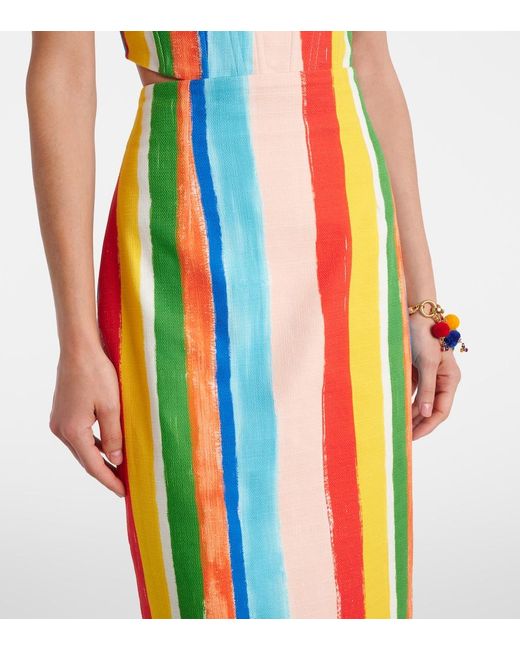 Dolce & Gabbana Blue Striped Cotton-Blend Pencil Skirt