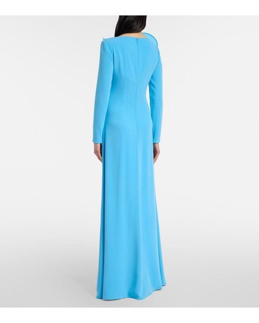 Roland Mouret Blue Floral-Applique Gown