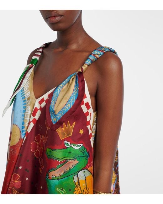 ALÉMAIS Red X Mlak Printed Silk Twill Top