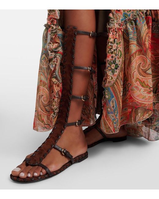 Gianvito Rossi Brown Zaira Suede And Leather Gladiator Sandals