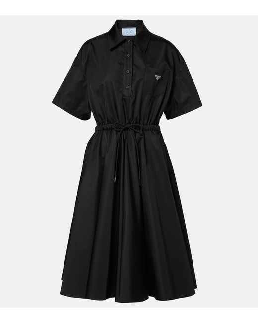 Prada Black Midikleid Mit Triangel-Logo