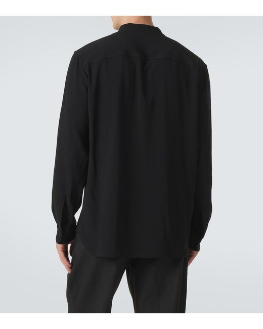 Rick Owens Black Island Draped Cady Shirt for men