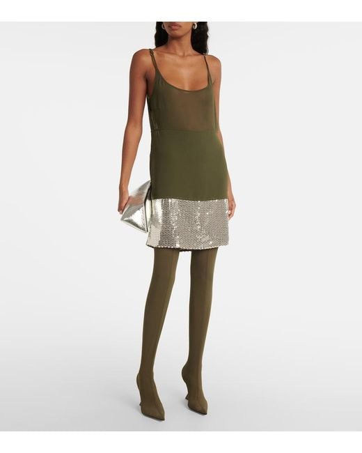 The Attico Green Sequined Midi Skirt