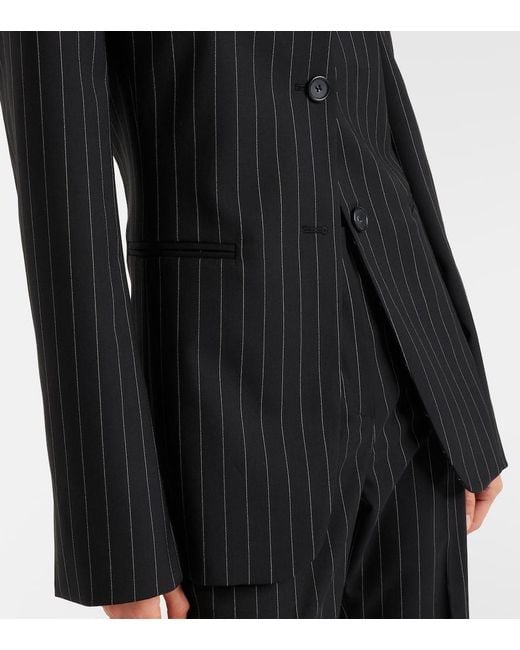 Blazer Rive De Gabardina En Mezcla De Lana A Rayas Sportmax de color Black