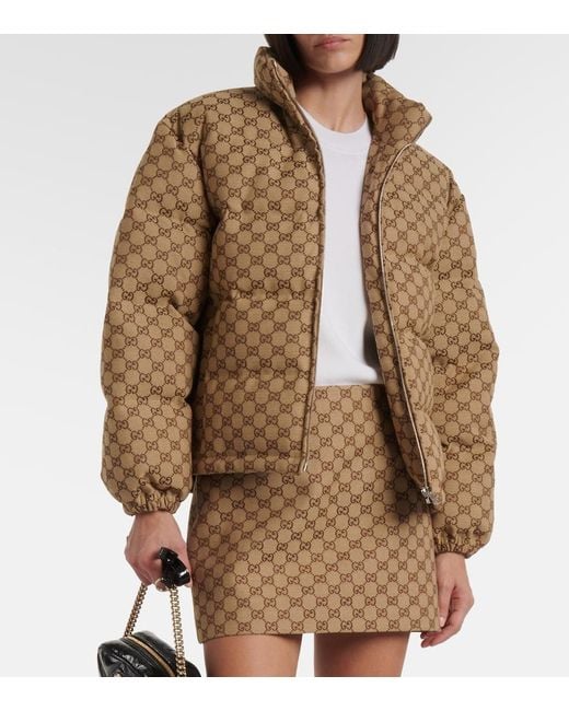 Gucci Brown Gg Canvas Down Jacket
