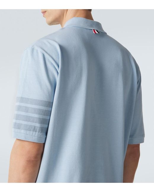 Thom Browne Blue 4-Bar Cotton Jersey Polo Shirt for men